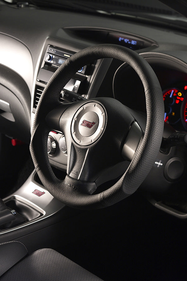 DAMD SPORTS STEERING WHEEL LEATHER BLACK STITCHING FOR SUBARU LEGACY BP BL A-C SS358-S-F-LEATHER-BLACK-STITCHING