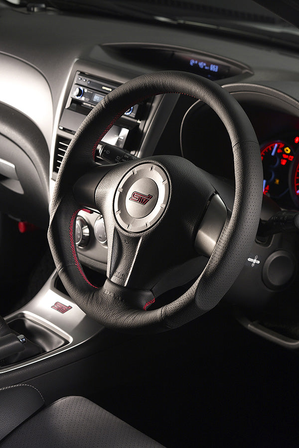 DAMD SPORTS STEERING WHEEL LEATHER RED STITCHING FOR SUBARU IMPREZA WRX-STI GD GH E-G SS358-S-F-LEATHER-RED-STITCHING