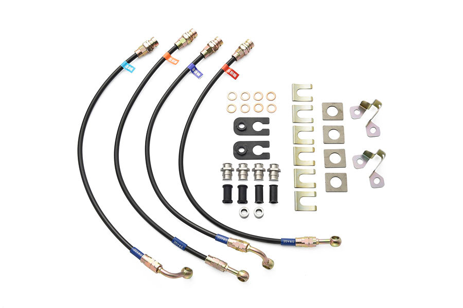 PLOT SWAGE-LINE BRAKE HOSE KIT BLACK COATED BRAIDED STEEL END FOR TOYOTA BLADE AZE156 GRE156 2WD ST2088NB