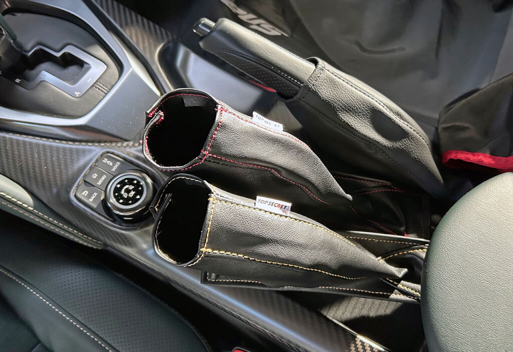 TOP SECRET HANDBRAKE BOOTS BLACK GOLD STITCH FOR NISSAN GT-R R35 TOP-SECRET-00133