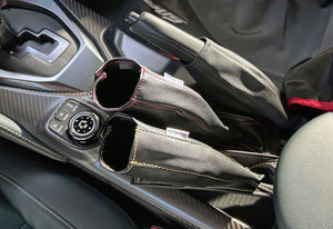 TOP SECRET HANDBRAKE BOOTS BLACK GOLD STITCH FOR NISSAN GT-R R35 TOP-SECRET-00133