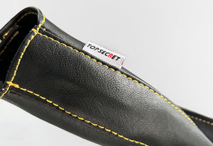 TOP SECRET HANDBRAKE BOOTS BLACK GOLD STITCH FOR NISSAN GT-R R35 TOP-SECRET-00133