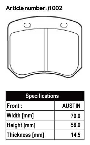 ACRE REAL RACING BRAKE PAD FRONT FOR ROVER MINI 10INCH MODEL β002-REAL-RACING