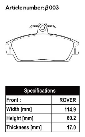 ACRE REAL RACING BRAKE PAD FRONT FOR ROVER MGF 1.8 RHD RD18K β003-REAL-RACING