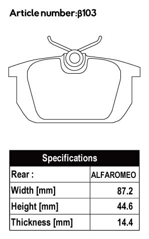 ACRE FORMULA700C BRAKE PAD REAR FOR ALPHA ROMEO 155 2.0 Q4 2.5V6 167A2C 167A1E β103-FORMULA700C