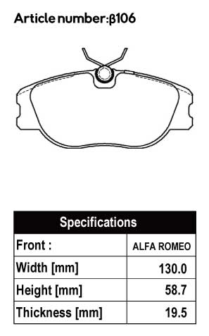ACRE RACING PRO BRAKE PAD FRONT FOR ALPHA ROMEO 164 3.0 V6 SUPER 168B β106-RACING-PRO