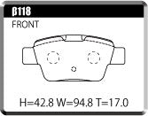 ACRE PC3200 BRAKE PAD REAR FOR ALPHA ROMEO MITO 1.4 TURBO 6AT 95514P β118-PC3200