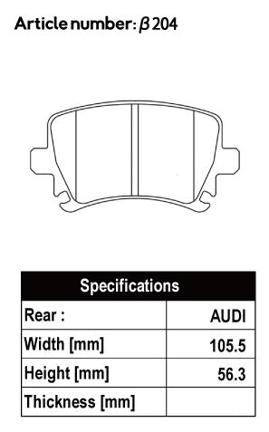 ACRE FORMULA800C BRAKE PAD REAR FOR AUDI A3 A3 SPORTBACK A3 SEDAN 3.2 QUATTRO SPORTBACK 8PBMJF 8PBUBF β204-FORMULA800C