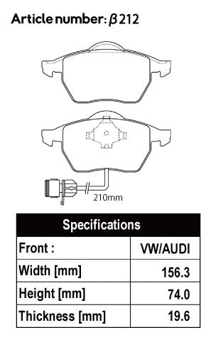 ACRE RACING PRO BRAKE PAD FRONT FOR VOLKS WAGEN NEW BEETLE 1.8 TURBO 9CAWU β212-RACING-PRO