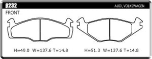 ACRE RACING PRO BRAKE PAD FRONT FOR VOLKS WAGEN JETTA JETTA II 1.8 GT 16V β232-RACING-PRO
