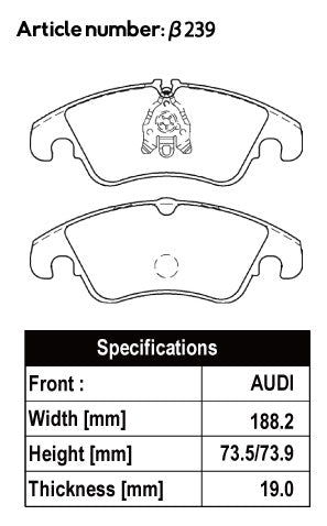 ACRE RACING PRO BRAKE PAD FRONT FOR AUDI A6 A6 AVANT A6 ALLROAD C7 1.8 TFSI 4GCYG β239-RACING-PRO