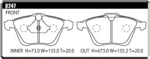 ACRE RACING PRO BRAKE PAD FRONT FOR VOLKS WAGEN SCIROCCO 2.0 R PRIMARY EQUIPMENT NO.1ZK 13CDL β247-RACING-PRO