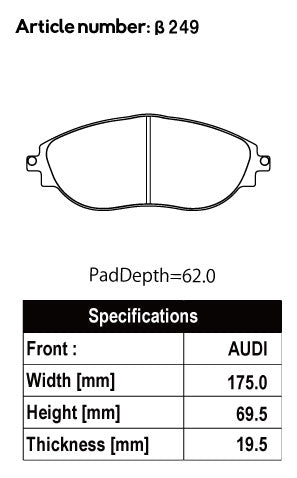 ACRE DUSTLESS REAL BRAKE PAD FRONT FOR VOLKS WAGEN GOLF VARIANT GOLF VII 7.5 2.0 R-LINE 4MOTION AUCJXF AUDJHF β249-DUSTLESS-REAL