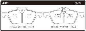 ACRE FORMULA800C BRAKE PAD FRONT FOR BMW MINI R50 HATCHBACK 1.6 ONE COOPER RA16 β311-FORMULA800C