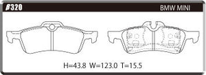 ACRE DUSTLESS REAL BRAKE PAD REAR FOR MINI R52 CONVERTIBLE 1.6 COOPER COOPER-S RF16 RH16 β320-DUSTLESS-REAL