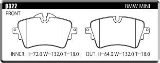 ACRE FORMULA700C BRAKE PAD FRONT FOR MINI R61 PACEMAN 1.6 COOPER COOPER-S SS16 SS16S β322-FORMULA700C