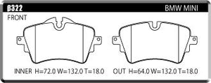 ACRE RACING PRO BRAKE PAD FRONT FOR MINI R60 CROSSOVER 1.6 ONE ZA16 β322-RACING-PRO