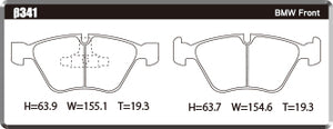 ACRE REAL RACING BRAKE PAD FRONT FOR BMW 5 SERIES F10 SEDAN 528I 528I β341-REAL-RACING