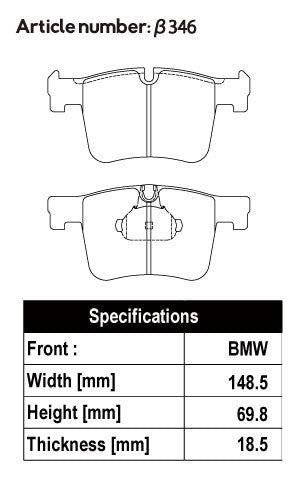 ACRE FORMULA800C BRAKE PAD FRONT FOR BMW 1 SERIES F20 118D EXCLUDING M PERFORMANCE BRAKE 1S20 β346-FORMULA800C