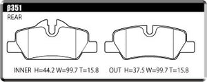 ACRE REAL RACING BRAKE PAD REAR FOR MINI F56 3DR. HATCHBACK 2.0 COOPER-S XR20MW β351-REAL-RACING