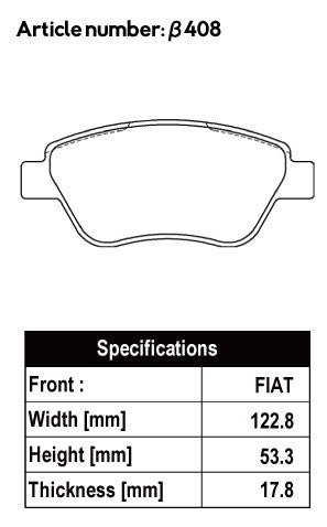 ACRE EUROSTREEET BRAKE PAD FRONT FOR FIAT 500 500S 1.4 16V 31214 β408-EUROSTREEET