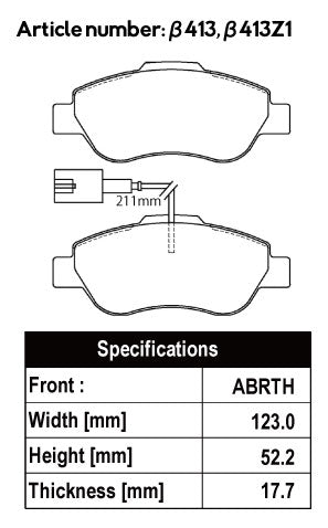 ACRE FORMULA700C BRAKE PAD FRONT FOR FIAT 500C 1.2 8V 31212 β413-FORMULA700C