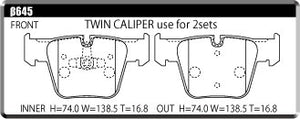 ACRE DUSTLESS REAL BRAKE PAD FRONT FOR MERCEDES BENZ S CLASS W221 SERIES W221 5.5 S63L AMG FR.TWIN CALIPER 221174 β645-DUSTLESS-REAL