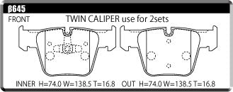 ACRE DUSTLESS REAL BRAKE PAD FRONT FOR MERCEDES BENZ S CLASS W221 SERIES W221 6.0 S65L AMG FR.TWIN CALIPER 221179 β645-DUSTLESS-REAL