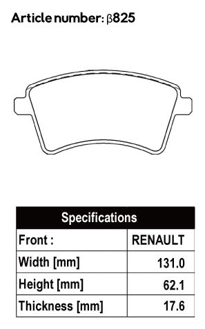 ACRE EUROSTREEET BRAKE PAD FRONT FOR ALPINE KANGOO 1.2 ZEN ACTIF KWH5F KWH5F1 β825-EUROSTREEET
