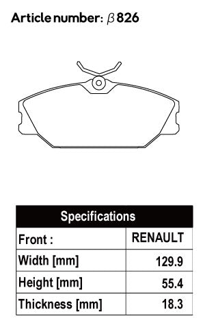 ACRE EUROSTREEET BRAKE PAD FRONT FOR ALPINE LAGUNA LAGOON I 3.0 V6 56Z7X β826-EUROSTREEET