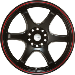 5ZIGEN CANNON BALL 16X7.0 +40 5-100 MAT BLACK+RED LINE CAB6704050BD