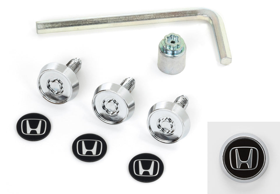 HONDA SET OF LICENSE FRAME (FOR FRONT AND REAR) + LICENSE PLATE LOCK BOLT (WITH LOGO STICKER) FOR HONDA CIVIC TYPE R FL5 08Z01-PS5-001G