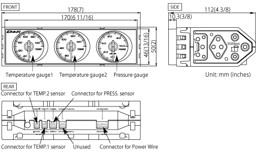 DEFI DIN-GAUGE COMBINATION METER (RED CHARACTERS/RED ILLUMINATION/RED POINTER) DF14404