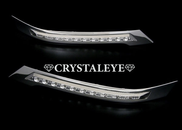 CRYSTAL EYE HEADLIGHT GARNISH WITH BUILT-IN LED DAYTIME RUNNING LIGHTS LED EYE (CHROME GARNISH, WHITE LED) FOR TOYOTA VELLFIRE ZENKI E005CW