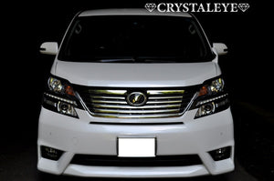 CRYSTAL EYE HEADLIGHT GARNISH WITH BUILT-IN LED DAYTIME RUNNING LIGHTS LED EYE (CHROME GARNISH, WHITE LED) FOR TOYOTA VELLFIRE ZENKI E005CW