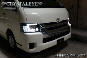 CRYSTAL EYE FIBER LED SEQUENTIAL TURN SIGNALS BUILT-IN LED PROJECTOR HEADLIGHTS BLACK FOR TOYOTA HIACE 200 4TH 5TH 6TH 7TH GENERATION LED HEADLIGHTS S231-BK