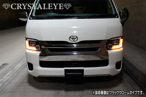 CRYSTAL EYE FIBER LED SEQUENTIAL TURN SIGNALS BUILT-IN LED PROJECTOR HEADLIGHTS CHROME FOR TOYOTA HIACE 200 4TH 5TH 6TH 7TH GENERATION LED HEADLIGHTS S231-CR