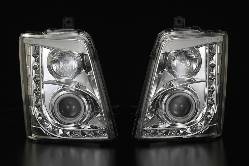 REVIER REIZ 3D LED LIGHT BAR HEADLIGHT METEOR VERSION INNER CHROME FOR SUZUKI CARRY DA63T DA65T HL-SZ13-RUN-CH