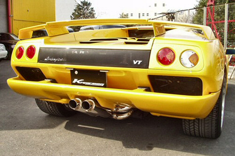 KREISSIEG F1 SOUND VALVETRONIC EXHAUST SYSTEM STAINLESS STEEL TAIL SANDBLASTED KSG LOGO MARK WITH BUMPER 2 CATALYZER FOR LAMBORGHINI DIABLO 6.0 VT ROADSTER 6.0L V12 LAD-01-STAINLESS-WITHBUMPER-2C