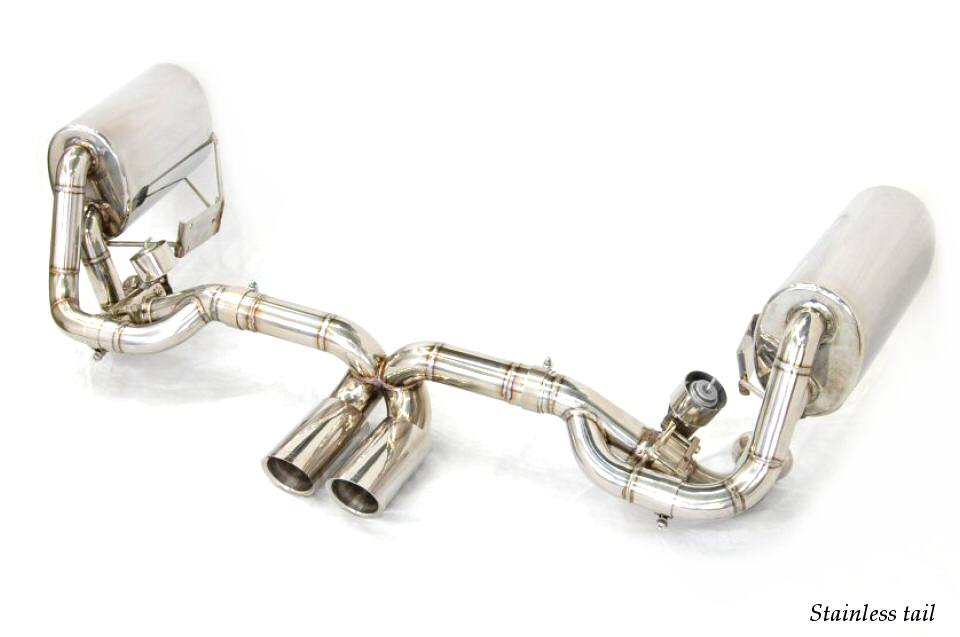 KREISSIEG FIRST CAT-BACK F1 SOUND VALVETRONIC EXHAUST SYSTEM TITANIUM FLOATING CURL TAIL SANDBLASTED KSG LOGO MARK FOR PORSCHE 997 GT3  P997GT3-01-TITANIUM