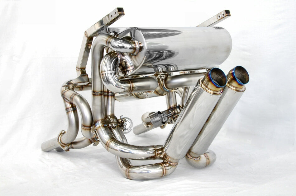 KREISSIEG F1 SOUND VALVETRONIC EXHAUST SYSTEM TITANIUM TAIL SANDBLASTED KSG LOGO MARK WITH BUMPER 2 CATALYZER FOR LAMBORGHINI DIABLO 6.0 VT ROADSTER 6.0L V12 LAD-01-TITANIUM-WITHBUMPER-2C