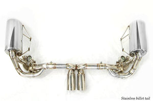 KREISSIEG FIRST CAT-BACK F1 SOUND VALVETRONIC EXHAUST SYSTEM STAINLESS STEEL BILLET FLOATING CURL TAIL SANDBLASTED KSG LOGO MARK FOR PORSCHE 997 GT3  P997GT3-01-STAINLESSBILLET