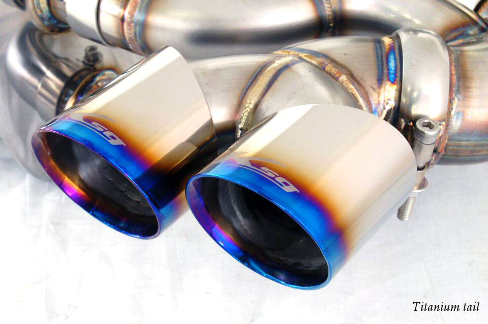 KREISSIEG HEADER BACK F1 SOUND VALVETRONIC EXHAUST SYSTEM TITANIUM FLOATING CURL TAIL SANDBLASTED KSG LOGO MARK DFI 7SP PDK FOR PORSCHE 997 TURBO DFI 7SPEED PDK TRANSMISSION P997T-01-TITANIUM-DFI7SPPDK