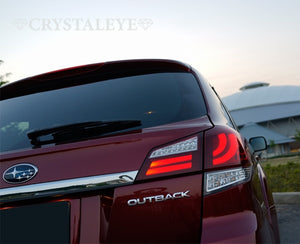CRYSTAL EYE FIBER FULL LED TAIL LAMP V2 SEQUENTIAL TURN SIGNAL SMOKE FOR SUBARU LEGACY TOURING WAGON BR L195-SM