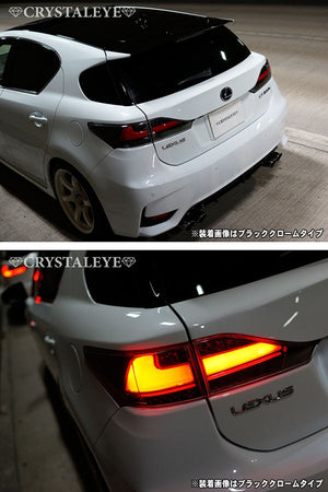 CRYSTAL EYE FIBER FULL LED TAIL, SEQUENTIAL TYPE WITH FLOWING TURN SIGNALS, SMOKED FOR LEXSUS LEXUS CT200H L179-SM