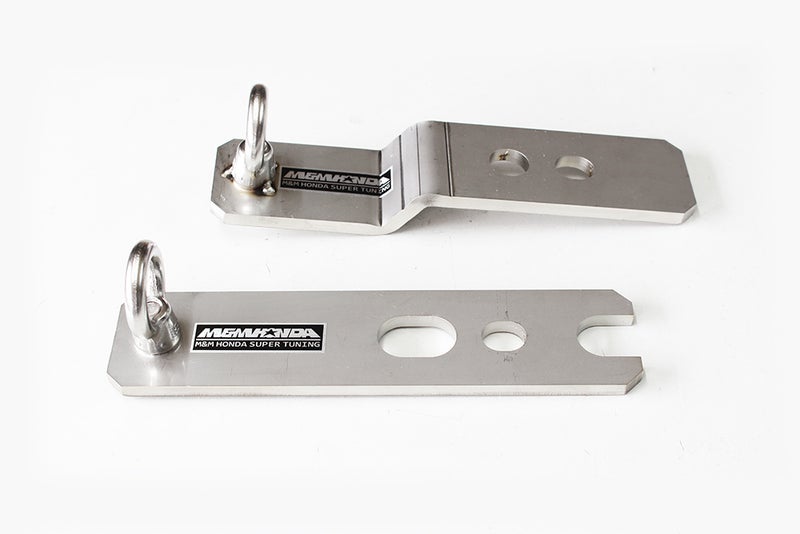 M&M HONDA STAINLESS STEEL 4-POINT SEAT BELT BRACKET CENTER AND DOOR SIDE 1 SET FOR 	HONDA CIVIC FL5 01710-FL5-M003-SET