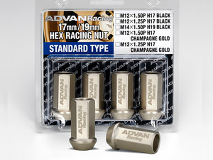 YOKOHAMA ADVAN RACING WHEEL NUT M12X1.50P H17 BL BLACK 4PCS FOR  V0264