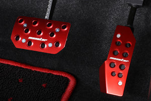 MONSTER SPORT SPORTS DRIVING PEDAL COVER RED ALUMITE FOR SUZUKI JIMNY JB64W JB74W JC74W AT 849525-5500M