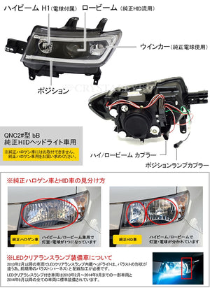 CRYSTAL EYE LED LIGHT BAR PROJECTOR HEADLIGHT (BLACK TYPE) & FIBER LED TAIL V2 CLEAR FOR TOYOTA BB QNC20  S149BKVC-CL