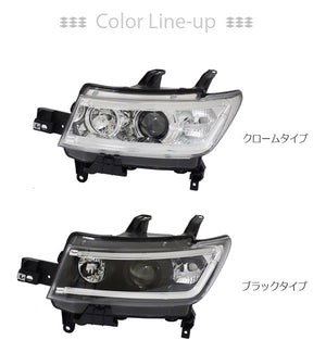 CRYSTAL EYE LED LIGHT BAR PROJECTOR HEADLIGHT (CHROME TYPE) & FIBER LED TAIL V2 RED CLEAR FOR TOYOTA BB QNC20  S149CRVC-RC